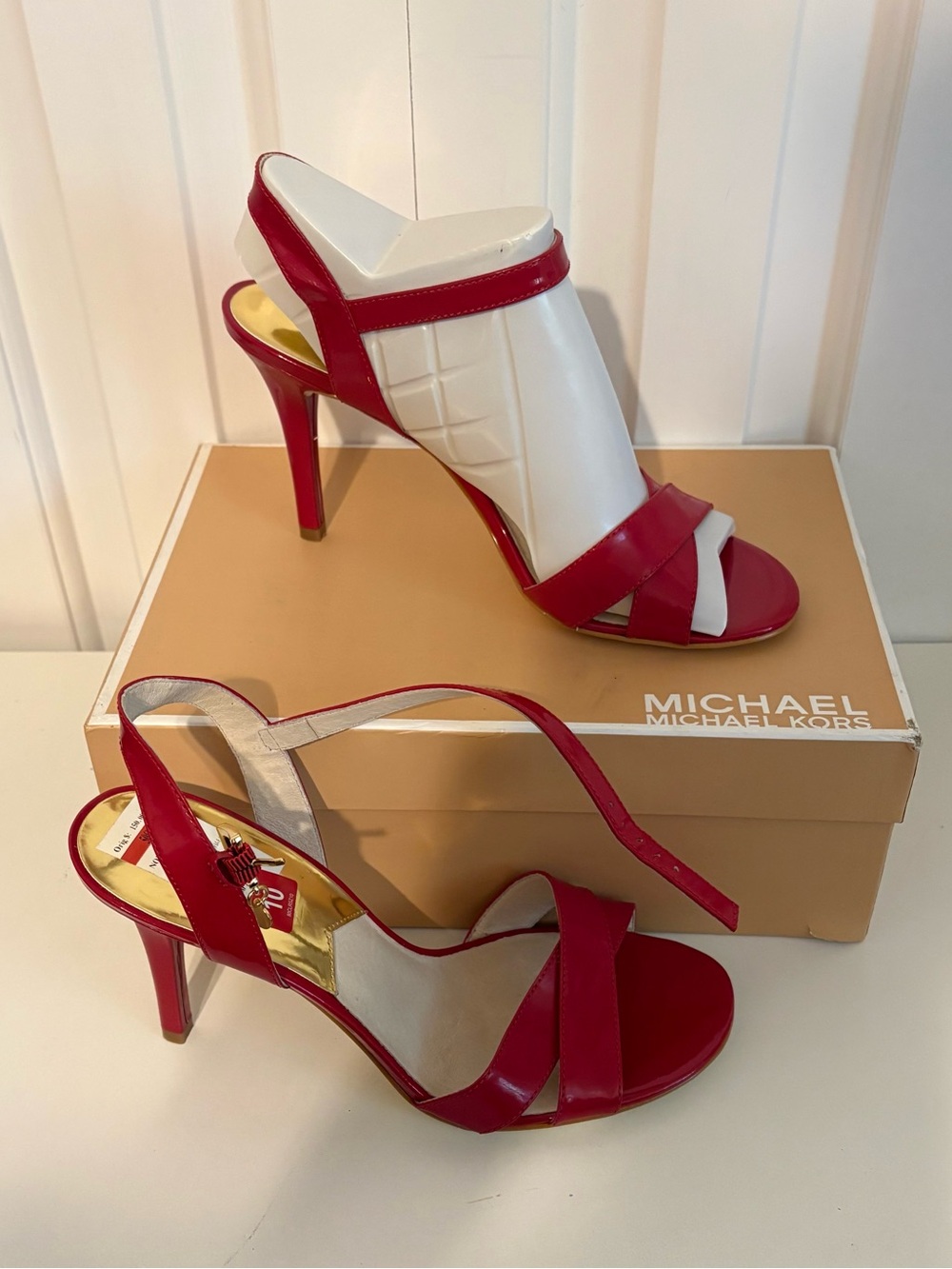 MICHAEL KORS Red Patent Slingback Heels, Size 10, NWT